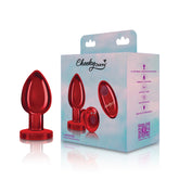 Cheeky Charms - Rechargeable Vibrating Metal Butt Plug With Remote Control - Red - Large